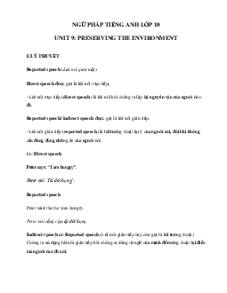 Ngữ pháp Tiếng Anh 10 Unit 9: Protecting The Environment - Global success