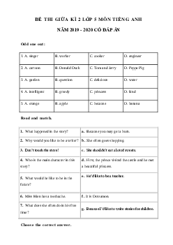 Đề thi giữa kì 2 tiếng Anh lớp 5 năm 2019 - 2020 số 2