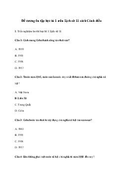 Đề cương ôn tập học kì 1 môn Lịch sử 11 sách Cánh diều Ôn tập cuối kì