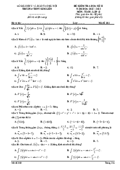 Đề học kỳ 2 Toán 12 năm 2022 – 2023 trường THPT Kim Liên – Hà Nội