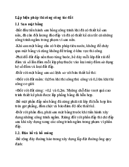 Lý thuyết ôn tập môn Cấu tạo kiến trúc phần "Lập biện pháp thi công công tác đất"