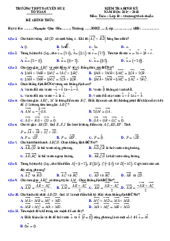 Đề kiểm tra định kỳ Hình học 10 chương 1 (Vector) trường THPT Nguyễn Huệ – TT. Huế