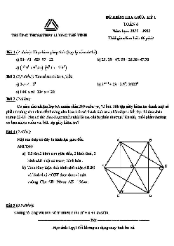 Đề kiểm tra giữa kỳ 1 Toán 6 năm 2021 – 2022 trường Lương Thế Vinh – Hà Nội