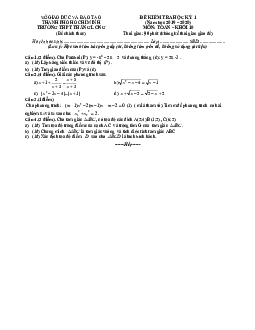 Đề thi HK1 Toán 10 năm 2019 – 2020 trường THPT Thăng Long – TP HCM