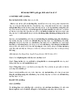 Đề thi thử THPT Quốc gia môn Ngữ Văn  năm 2021 - Đề 17 (có đáp án)