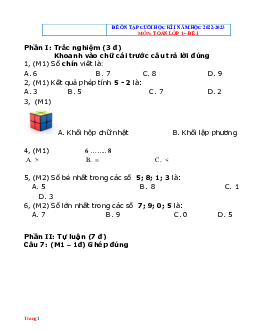 Bộ đề ôn thi HK1 Toán 1 Cánh Diều 2022-2023 (có đáp án)