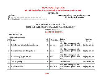 Kế hoạch giáo dục môn GDCD lớp 7 kết nối tri thức