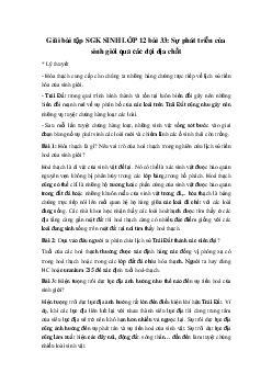 Giải bài tập SGK Sinh học lớp 12 bài 33: Sự phát triển của sinh giới qua các đại địa chất