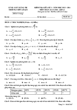 Đề giữa kỳ 1 Toán 11 KNTTVCS năm 2023 – 2024 trường THPT Lê Lợi – Quảng Trị