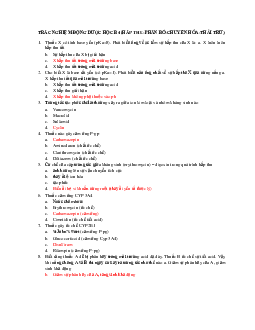 Câu hỏi trắc nghiệm ôn tập môn Dược học phần Dược động học