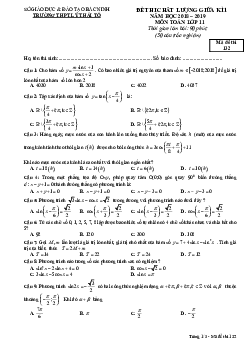 Đề thi chất lượng giữa kỳ 1 Toán 11 năm 2018 – 2019 trường THPT Lý Thái Tổ – Bắc Ninh