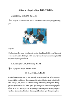 Giải Giáo dục công dân 6 Bài 8: Tiết kiệm - Chân Trời Sáng Tạo