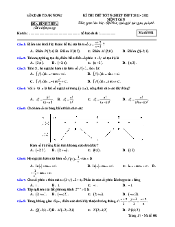 Đề thi thử THPT Quốc gia 2022 môn Toán Sở GD&ĐT Đắk Nông