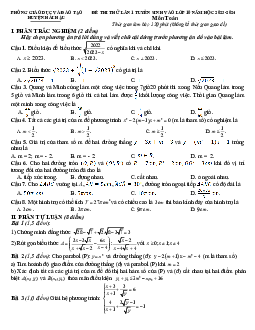 Đề thi thử Toán vào 10 lần 1 năm 2023 – 2024 phòng GD&ĐT Hải Hậu – Nam Định
