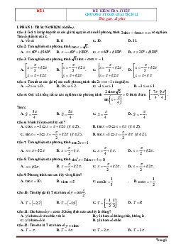 TOP 15 đề kiểm tra 1 tiết chương 1: Hàm số lượng giác và phương trình lượng giác 11 (có đáp án)