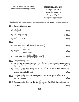 Đề thi HK2 Toán 10 năm 2019 – 2020 trường THPT Nguyễn Thị Minh Khai – TP HCM