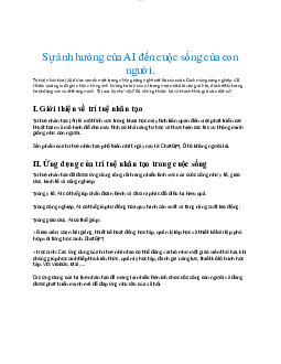 Sự ảnh hưởng của AI đến cuộc sống của con người | Đại học Sư Phạm Hà Nội