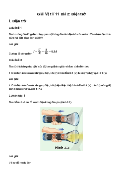 Giải Vật lí 11 Bài 2: Điện trở | Cánh diều