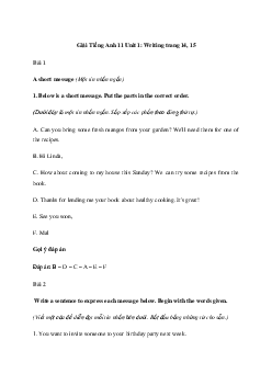 Giải Tiếng Anh 11 Unit 1: Writing