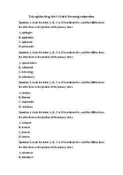Giải Trắc nghiệm tiếng Anh 11 Unit 8