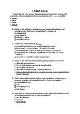 TOP 28 câu hỏi trắc nghiệm ôn tập học phần Leadership | Trường Đại học Quốc tế, Đại học Quốc gia Thành phố Hồ Chí Minh
