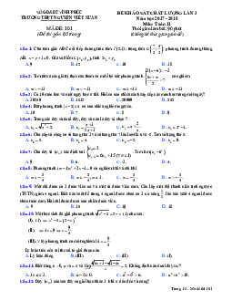 Đề KSCL Toán 11 năm 2017 – 2018 trường Nguyễn Viết Xuân – Vĩnh Phúc lần 3
