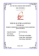 Đề tài tiểu luận: Tìm hiểu vầ kho dữ liệu và ứng dụng xây dựng kho dữ liệu Quản lý bán hàng  môn Hệ quản trị cơ sở dữ liệu | Học viện Công Nghệ Bưu Chính Viễn Thông