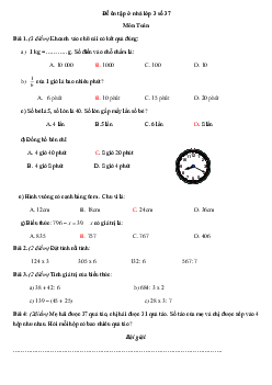 Đề ôn tập ở nhà lớp 3 số 37 có đáp án - (Ngày 13/4)