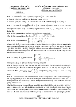 Đề bồi dưỡng HSG Toán 12 năm 2020 – 2021 trường THPT Liễn Sơn – Vĩnh Phúc