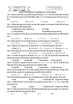 Bài tập Hóa 10: Bảng tuần hoàn và định luật tuần hoàn