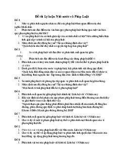 Đề thi mẫu môn Lí luận nhà nước và pháp luật - Đại học Luật Tp.HCM có hướng dẫn giải