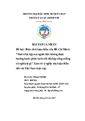 Bài tập lớn tư tưởng Hồ Chí Minh | Đại học Kinh Tế Quốc Dân