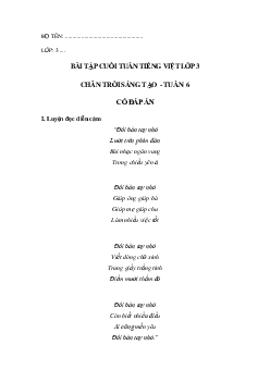 Bài tập cuối tuần tiếng Việt lớp 3 Chân trời sáng tạo Tuần 6 cơ bản