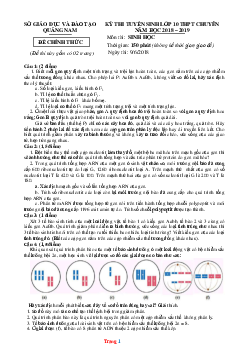 Đề Thi Tuyển Sinh 10 Chuyên Môn Sinh Sở GD Quảng Nam 2018-2019 (có lời giải)