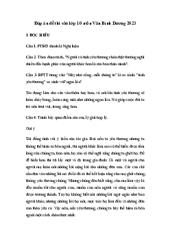 Đề thi vào 10 môn Ngữ văn năm 2023 - 2024 sở GD&ĐT Bình Dương