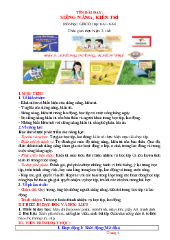 Giáo án GDCD 6 Bài 3: Siêng năng kiên trì | Cánh diều