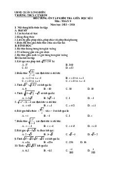 Đề cương giữa học kỳ 1 Toán 9 năm 2023 – 2024 trường THCS Cự Khối – Hà Nội