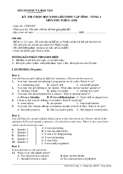 Kì thi chọn đội tuyển chính thức dự thi HSG quốc gia lớp 12 THPT tỉnh Bình Dương năm học 2018-2019 môn thi Tiếng Anh vòng 1