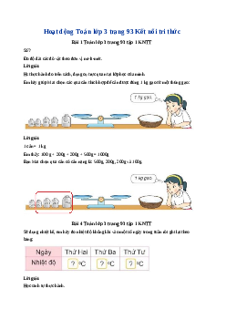 Giải SGK môn Toán 3 - Bài 34: Thực hành và trải nghiệm với các đơn vị mi - li - mét, gam, mi - li - lít, độ C | Kết nối tri thức