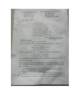 Đề thi tuyển sinh vào 10 môn Ngữ Văn Sở GD&ĐT Quảng Ngãi năm 2024 - 2025