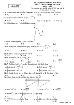 Đề khảo sát chất lượng Toán 12 năm 2022 – 2023 sở GD&ĐT Phú Thọ