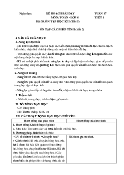 Giáo án Toán lớp 4 Tuần 17 | Chân trời sáng tạo