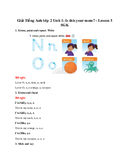 Unit 1: Is this your mom? - Lesson 3 SGK | Tiếng anh 2 Family and Friends