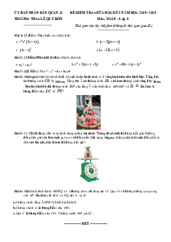 Đề thi giữa học kỳ 1 Toán 8 năm 2019 – 2020 trường THCS Lê Quý Đôn – TP HCM