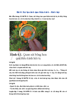 Giải Khoa học tự nhiên 9 Cánh diều Bài 6: Sự tạo ảnh qua thấu kính. Kính lúp