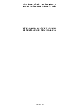 Đề thi Olympic 10 tháng 3 lần thứ 5 môn Tiếng Anh năm 2021 lớp 10 THPT Trần Quốc Toản