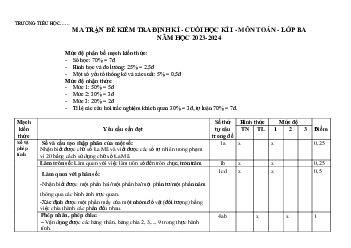 Kiểm tra định kì cuối học kì 1 môn Toán 3 | Cánh diều