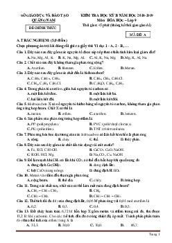 Đề thi học kỳ 2 môn hóa 9 Quảng Nam năm 2018-2019 (có lời giải)