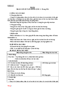Kế hoạch bài dạy Toán 3 Kết nối tri thức tuần 17