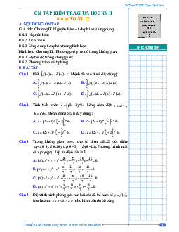 Đề cương giữa kỳ 2 Toán 12 năm 2023 – 2024 trường THPT Châu Văn Liêm – Cần Thơ